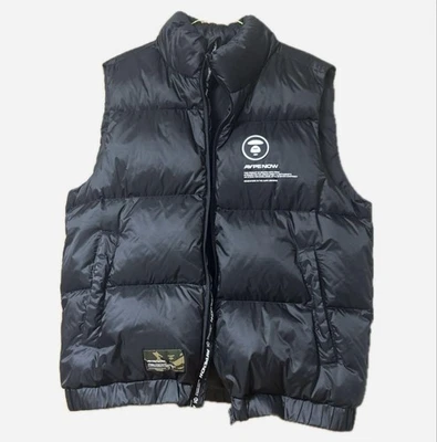 USED AAPE NOW BLACK DOWN VEST XL GOOD - Image 1 of 4