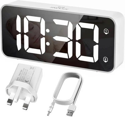 Alarm Clock Bedside Large Digital Led Display, Full-Range White  - Image 1 of 4