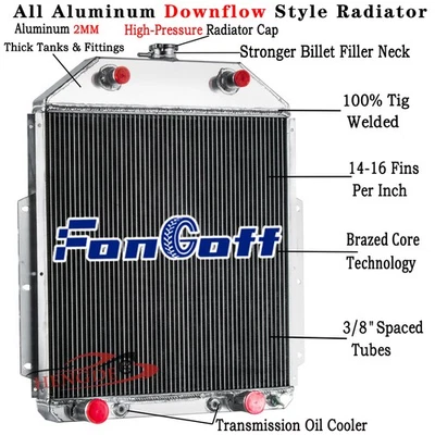 3-Row Aluminum Radiator For 1942-1952 1950 1951 Ford F-1 F-2 F-3 Pickup Foto 1 de 4