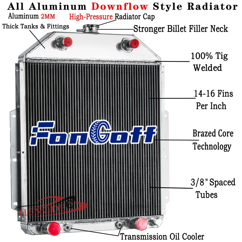 3-Row Aluminum Radiator For 1942-1952 1949 Ford F-1 F-2 F-3 Pickup — 第 1/4 张图片