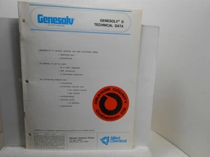 Allied Chemical GENESOLV D TECHNICAL DATA BOOK - Picture 1 of 1