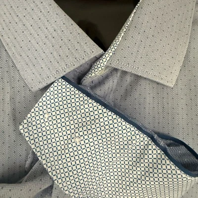 Camisa de Vestir Ted Baker Endurance Punto Suizo Puño Abatible 17 34/35 Calce Ajustado Foto 1 de 4