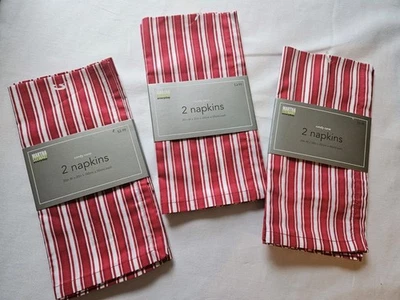 Juego diario de 6 servilletas a rayas con bastón de caramelo Martha Stewart, 20" x 20" nuevas 2007 Foto 1 de 4