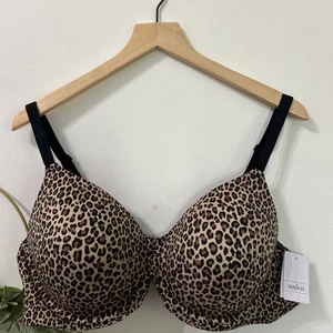 Auden Women's Lightly Lined Full Coverage T-Shirt Bra Leopard Size 44C NWT - Picture 1 of 8