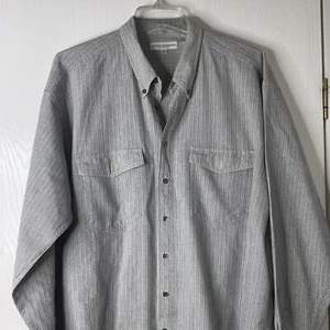 JJ. Farmer Compose Men's Long Sleeve Button Front Grey Striped Shirt Size XL - Picture 1 of 7