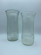 Vintage Hoosier Glass Vase Set (2) - Clear Ribbed 4088-B and 4089-B USA Made