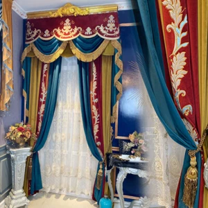 Custom luxury French high-end velvet blue red cloth curtain valance drape C1043 - Picture 1 of 12