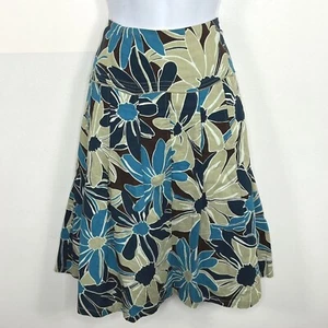 DIMRI Womens Skirt Sz S Teal Blue Black Large Floral Print A Line Knee Length  - Picture 1 of 13
