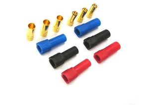 XT150 AMASS 6mm Male/+Female Golden Bullet (Red/Black/Blue) Connector 2 SETS - Picture 1 of 6
