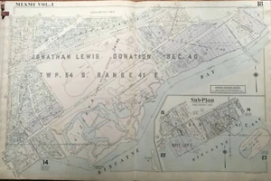 1947 MIAMI FLORIDA COCONUT GROVE VILLA VIZCAYA JAMES DEERING ESTATE ATLAS MAP - Picture 1 of 4