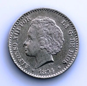 Alfonso XIII Cents 1894*9-4. Madrid EBC XF Silver 2,5 (G) . Bella - Picture 1 of 2