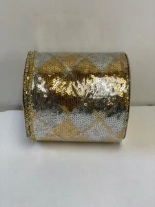Nastro sequenza diamanti oro/argento Rinascimento 2000 4 pollici x 10 yd - Foto 1 di 4