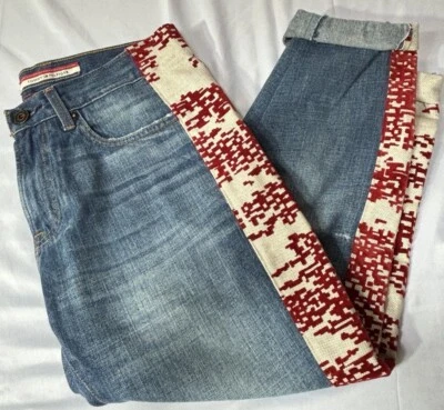 Calça jeans feminina Tommy Hilfiger 100% algodão patchwork lavagem azul • Veja foto - Imagem 1 de 4