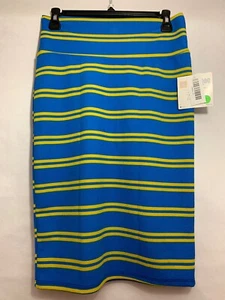 LuLaRoe Cassie Pencil Skirt Size S Small Blue And Yellow Stripe Pencil Skirt NWT - Picture 1 of 4