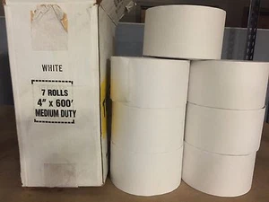 7 Rollen weiß GUMMIERT Kraft Versiegelung Versand "nicht verstärkt" BAND 4" B X 600' L - Bild 1 von 5