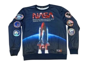 Hudson Outerwear NASA Space Sweatshirt Navy Blue Sleeve Patches Youth Kids L - Picture 1 of 6