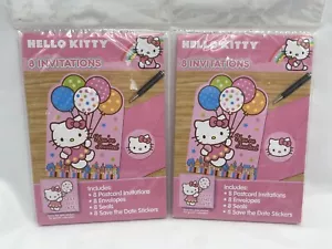 Hello Kitty Birthday Party Postcard Invitations Envelopes Seals Sticker 16 count - Picture 1 of 2