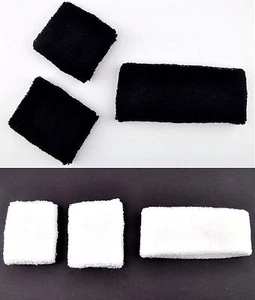 Set of 3 Sports Sweat band Wristband Headband Tennis Gym Yoga Plain Black White - Bild 1 von 3