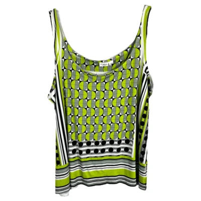 Cato Plus Size 22W 24W Tank Top Green Gray Psychedelic Sleeveless Satin 873 - Image 1 of 4