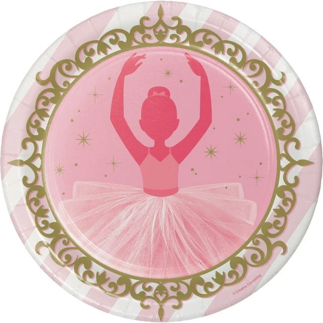 Twinkle Toes Ballerina 9 Inch Paper Plates 8 Per Pack Girls Ballerina Tableware - Image 1 of 1