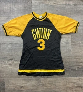 Vintage Champion Jersey Women 70s 80s Small Lady Black Yellow Nylon #3 Gwinn - Picture 1 of 14