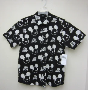 NWT Neff Disney Men's L Button-Down Shirt Oh Boy Mickey Face Allover Print - Picture 1 of 12