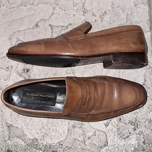 To Boot New York Italy Devries Cognac Leather Penny Loafers Shoes 9.5 Mens - Foto 1 di 9