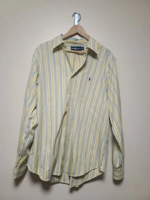 Vintage Ralph Lauren Yellow And Blue Striped  Prima Cotton Size Xl - Image 1 of 4