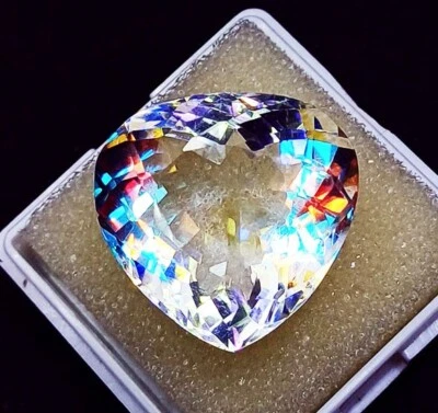 Mystic Quartz Pear Shape 37.60 Ct Certified Loose Gemstone With Free Gift - Image 1 of 4