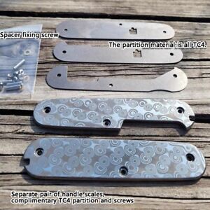 1 Pair Damascus Steel Scales for 91mm Victorinox TC4 Partition + Screws FOR FREE
