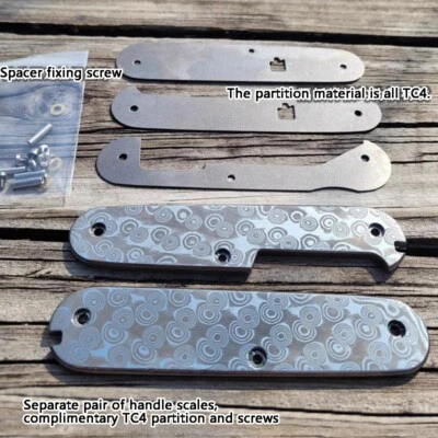1 Pair Damascus Steel Scales for 91mm Victorinox TC4 Partition + Screws FOR FREE - Image 1 of 4