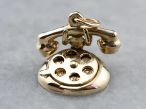 Vintage Gold Rotary Phone Charm - Picture 1 of 10