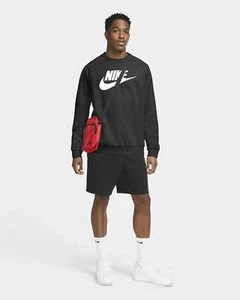 SALE BRANDNEU MIT ETIKETT NIKE NSW SWEATER PULLOVER OBERTEIL PULLI CREW FLEECE SCHWARZ ROT - Bild 1 von 12