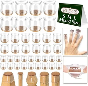 40 Pcs, Chair Leg Floor Protectors for Hardwood 20S-12M-8L, Transparent - Picture 1 of 1