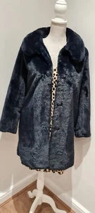 Navy faux fur coat - Picture 1 of 7