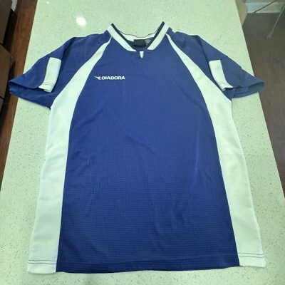 DIADORA DiaDry Villa Jersey Sports Soccer Shirt White Royal Blue M 4 - Image 1 of 4