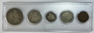 1900 US Mint Circulated Set 50c 25c 10c Barber Silver V Nickel & Indian Cent - Picture 1 of 2