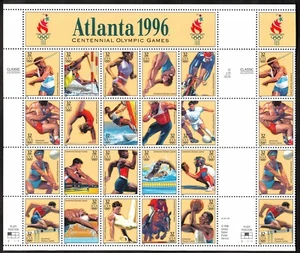 US Scott #3068 32c Juegos Olímpicos de Atlanta 1996 Bloque de 24 con canal vertical, MNH - Imagen 1 de 2