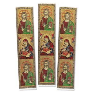 Juego de 3 Marcador de Libro Cristo Maestro Virgen María Arte Textil 9 1/8"x2" - Imagen 1 de 1