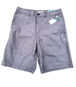 Pantalones Cortos Cubavera Para Hombre Talla 32 Mezcla de Lino 9" Negro/Gris Texturizado Frente Plano Nuevos - Imagen 1 de 5