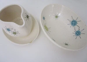 Wounded 2 Franciscan Atomic Starburst Serving Bowl Gravy MCM - Picture 1 of 9