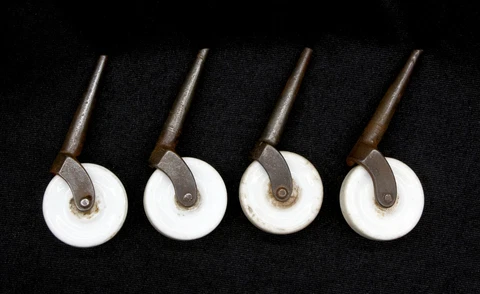 Antique Set of White Porcelain 1.625 in. Caster Wheels Cover