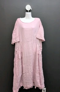Free People Short Sleeveless Round Neck Dropped Side Pockets Maxi Dress L Pink - Picture 1 of 7
