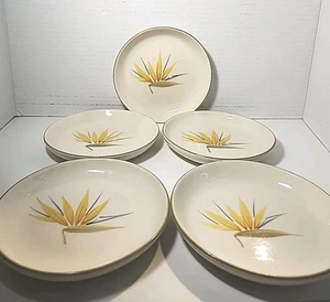 5 Vintage kleine flache Teller 5,75" Wüste Obst Windfeld Paradiesvogel Set - Bild 1 von 6