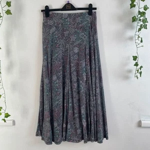 Per Una M&S Grey Floral Animal Print Flared Midi Skirt UK 8 - Picture 1 of 9