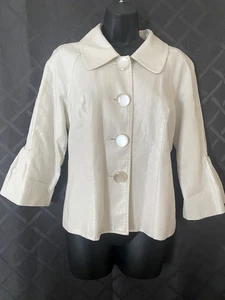 Mac & Jack Drei Knöpfe gefütterte Jacke Bolero Damen Off White Metalic 10 - Bild 1 von 6