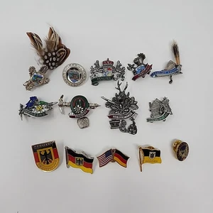 Lot of 14 Germany Tourist Travel Souvenir Pins Lapel Hat Feather Flag Cities - Picture 1 of 7