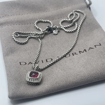 Collar Colgante David Yurman Pequeño Albión Turmalina Rosa y Diamantes 16-17" Foto 1 de 2