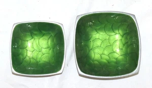 Julia Knight Green & Aluminium TWO Square Dishes Bowls 4.3/4 & 5.3/4 inches - Picture 1 of 6