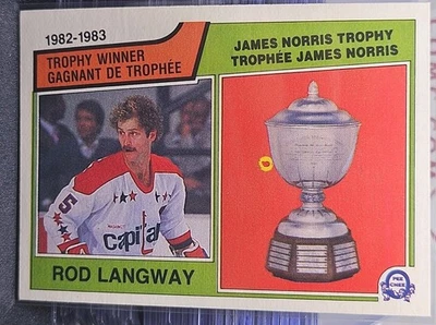 83-84 O-Pee-Chee Rod Langway Norris Trophy Winner 🚨🚨🚨 Washington Capitals  - Image 1 of 2